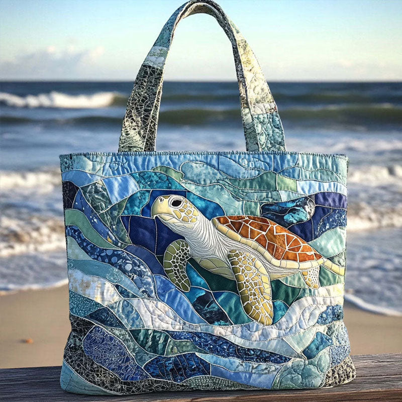 Turtle Haven Quilted Tote Bag