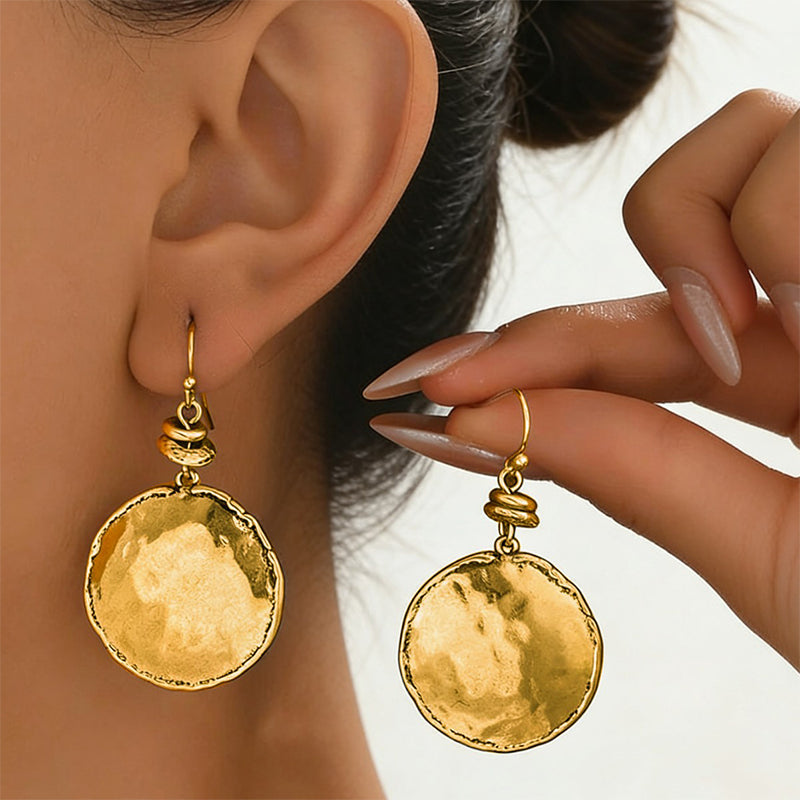 Vintage Hammered Metal Teardrop Earrings