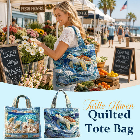 Turtle Haven Quilted Tote Bag