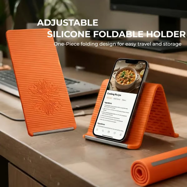 💻📱Flexible Silicone Phone Stand with Aluminum | Foldable Portable Travel Must Have Cellphone Smartphone Folding Mount