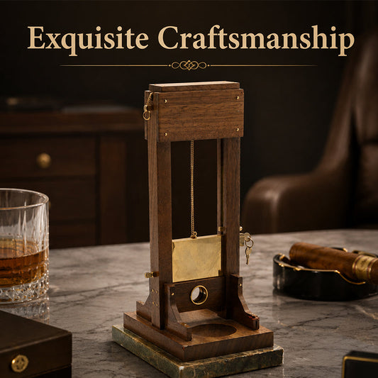 Executive Desktop Cigar Cutter – Vintage Guillotine-Style Cutter with Wood & Metal Display Base