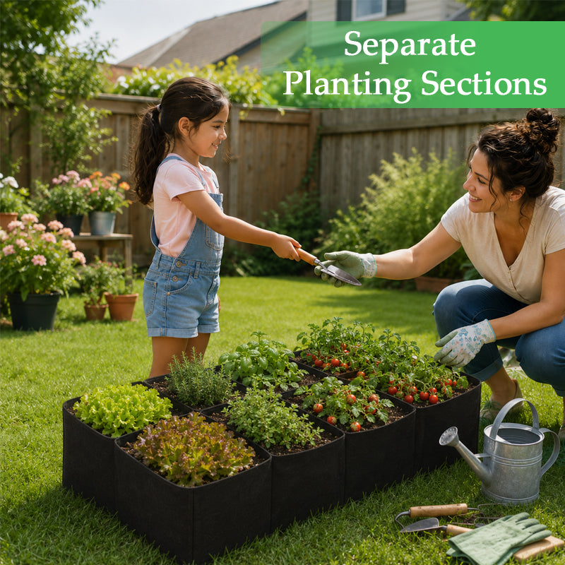 8-Pocket Fabric Raised Garden Bed for Herbs, Vegetables & Flowers