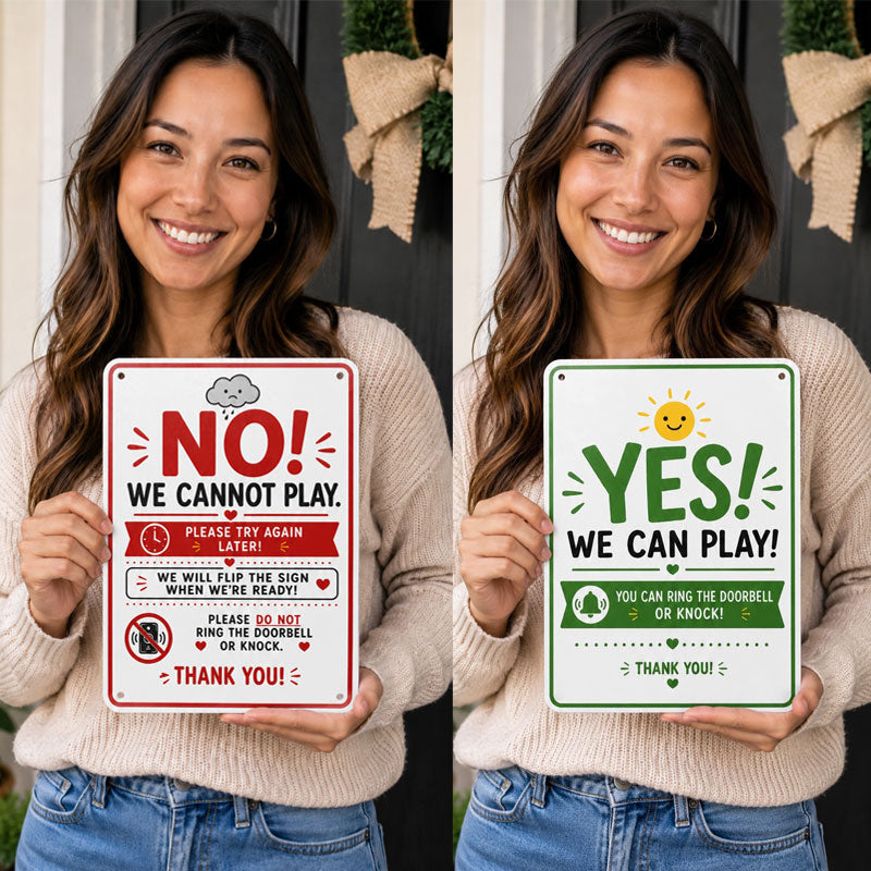 🌞Reversible Metal Playtime Door Sign – Yes/No Kids’ Play Sign for Family Homes