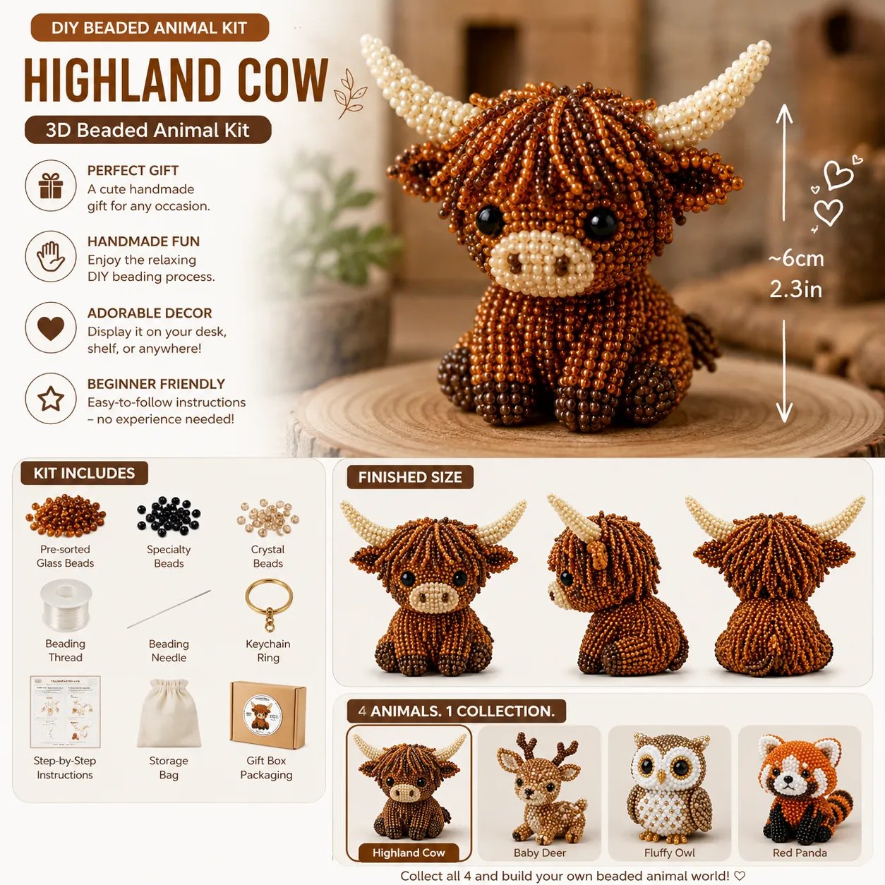 🧵✨ 3D Beaded Animal DIY Craft Kit – A Thoughtful Handmade Gift