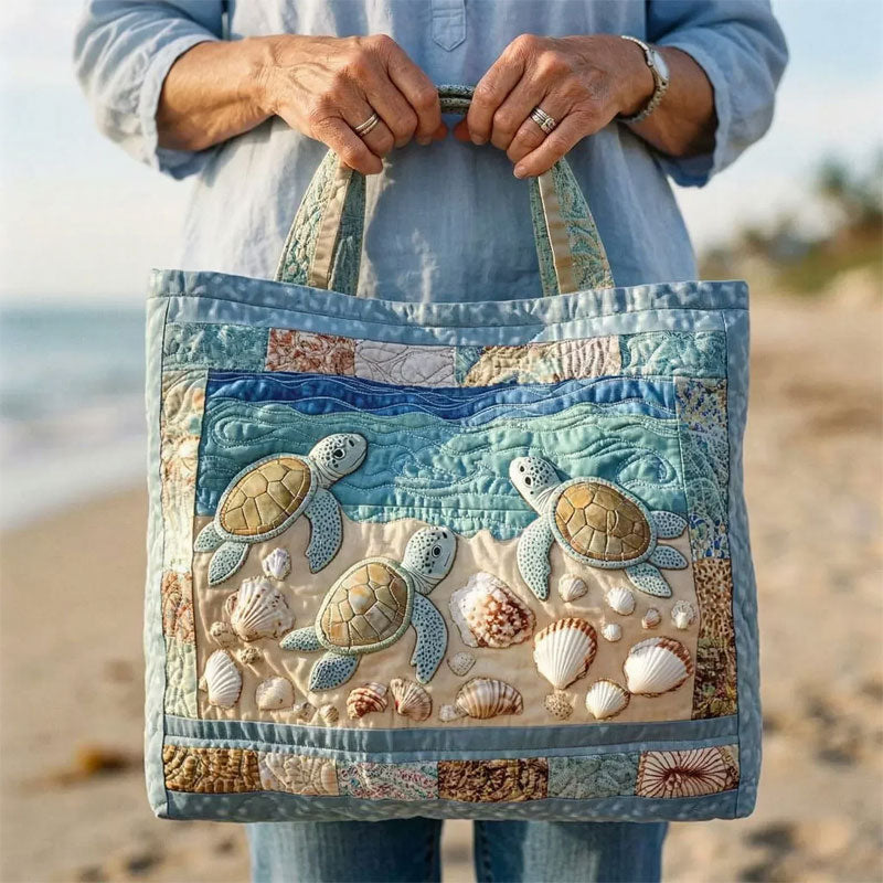 Turtle Haven Quilted Tote Bag