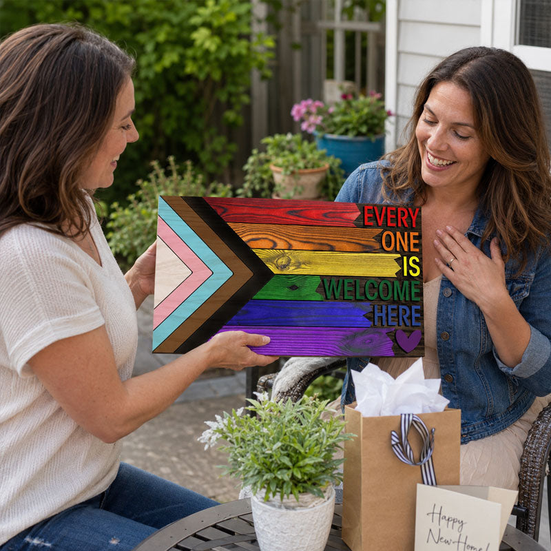 🌈❤️ Everyone Is Welcome Here Wooden Sign