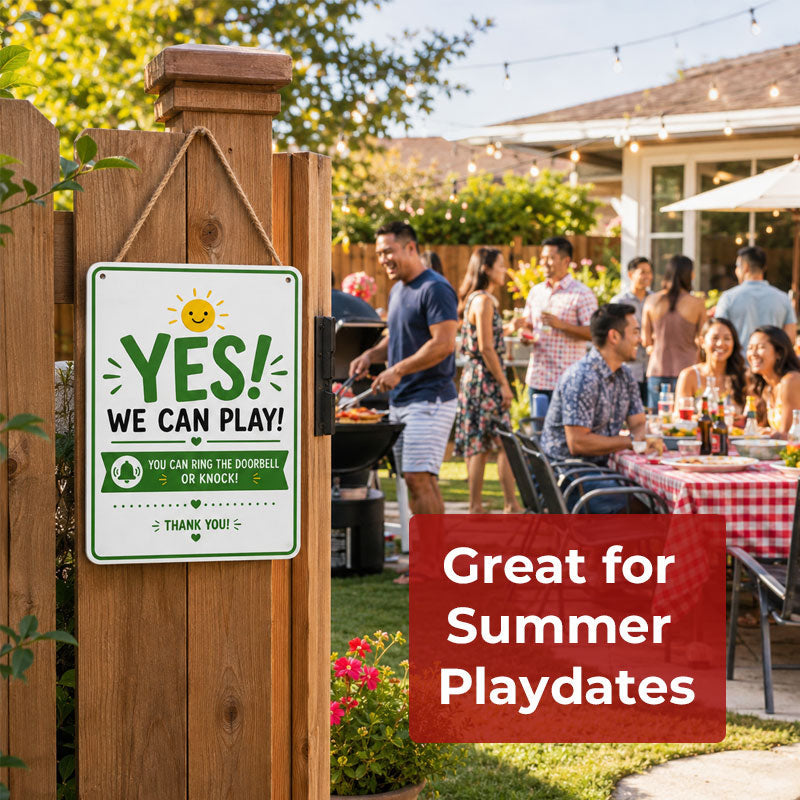 🌞Reversible Metal Playtime Door Sign – Yes/No Kids’ Play Sign for Family Homes