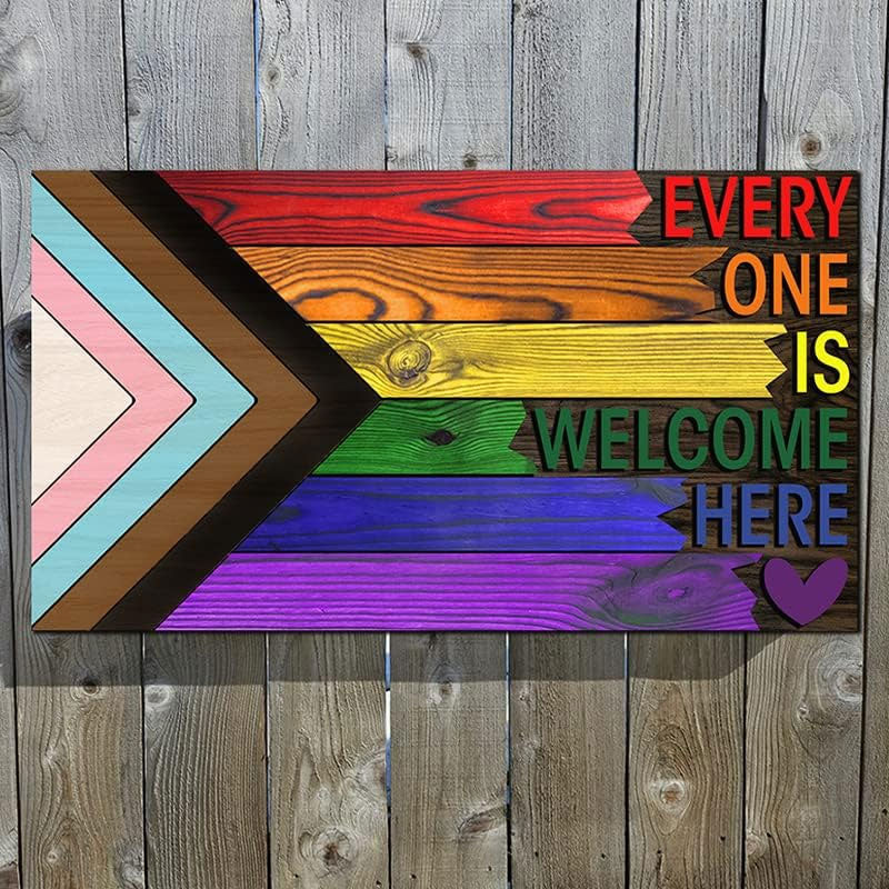 🌈❤️ Everyone Is Welcome Here Wooden Sign