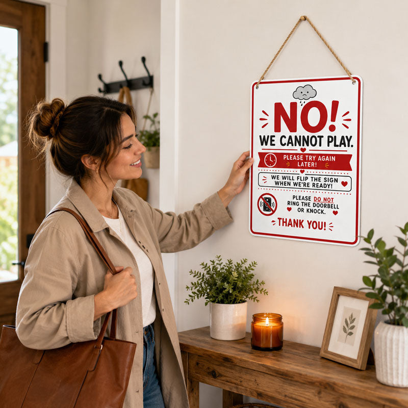 🌞Reversible Metal Playtime Door Sign – Yes/No Kids’ Play Sign for Family Homes