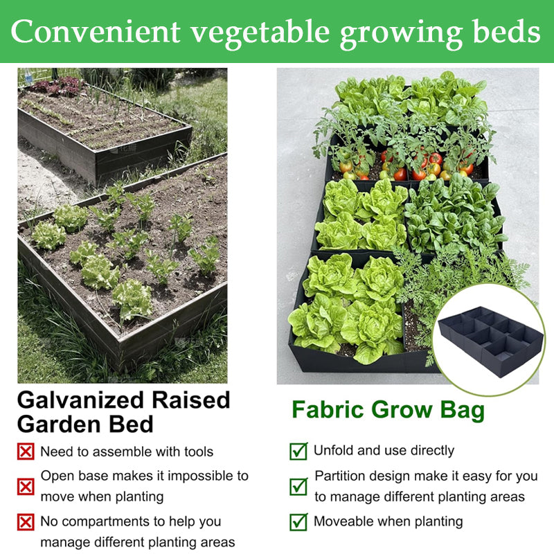 8-Pocket Fabric Raised Garden Bed for Herbs, Vegetables & Flowers