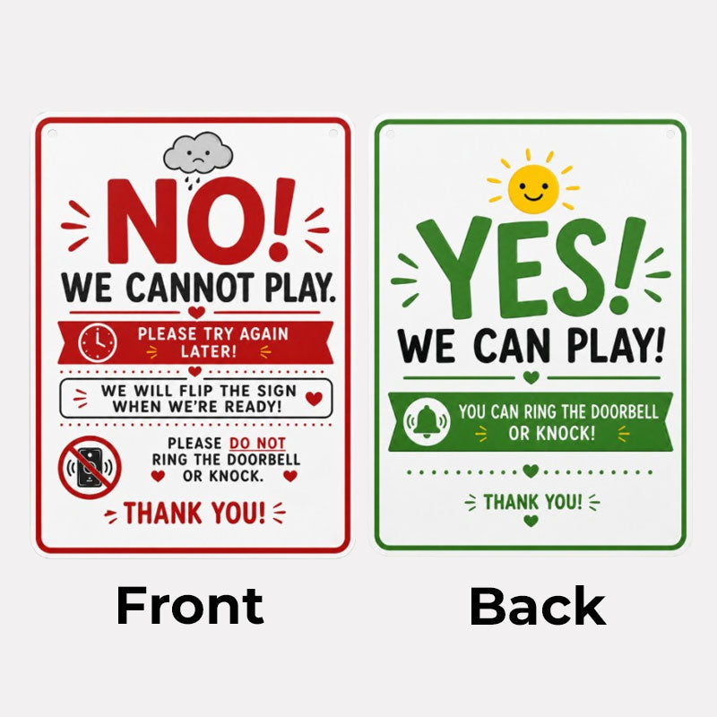 🌞Reversible Metal Playtime Door Sign – Yes/No Kids’ Play Sign for Family Homes