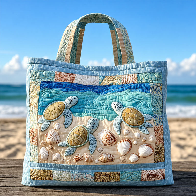 Turtle Haven Quilted Tote Bag