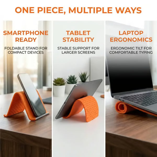 💻📱Flexible Silicone Phone Stand with Aluminum | Foldable Portable Travel Must Have Cellphone Smartphone Folding Mount