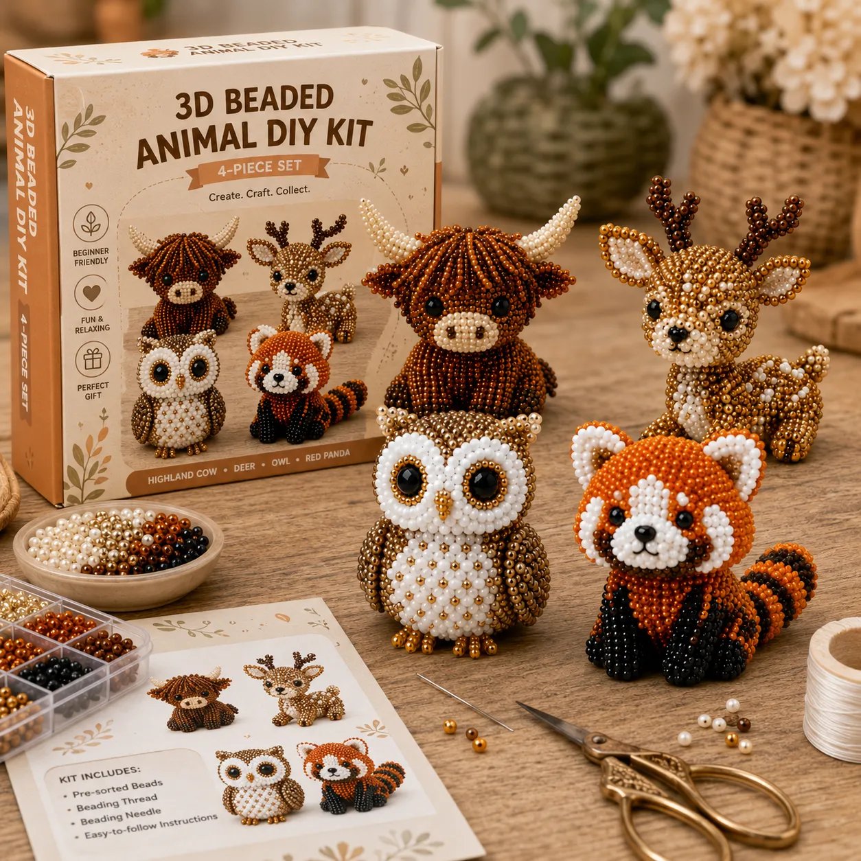 🧵✨ 3D Beaded Animal DIY Craft Kit – A Thoughtful Handmade Gift